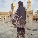 Telekung Travel Satin Printed (Awning Moss Crepe Berdagu) in HLD0002